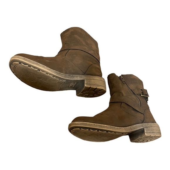 Rocket Dog BrownFaux Leather Mid Calf Low Heel Boots - Picture 1 of 10